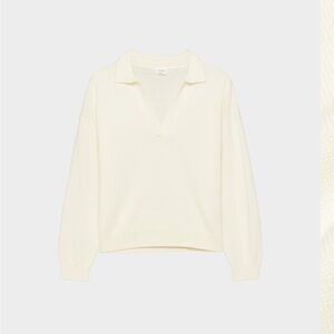 Aritzia Clara Merino Wool V-Neck Sweater in Soft Cream (Light Birch)